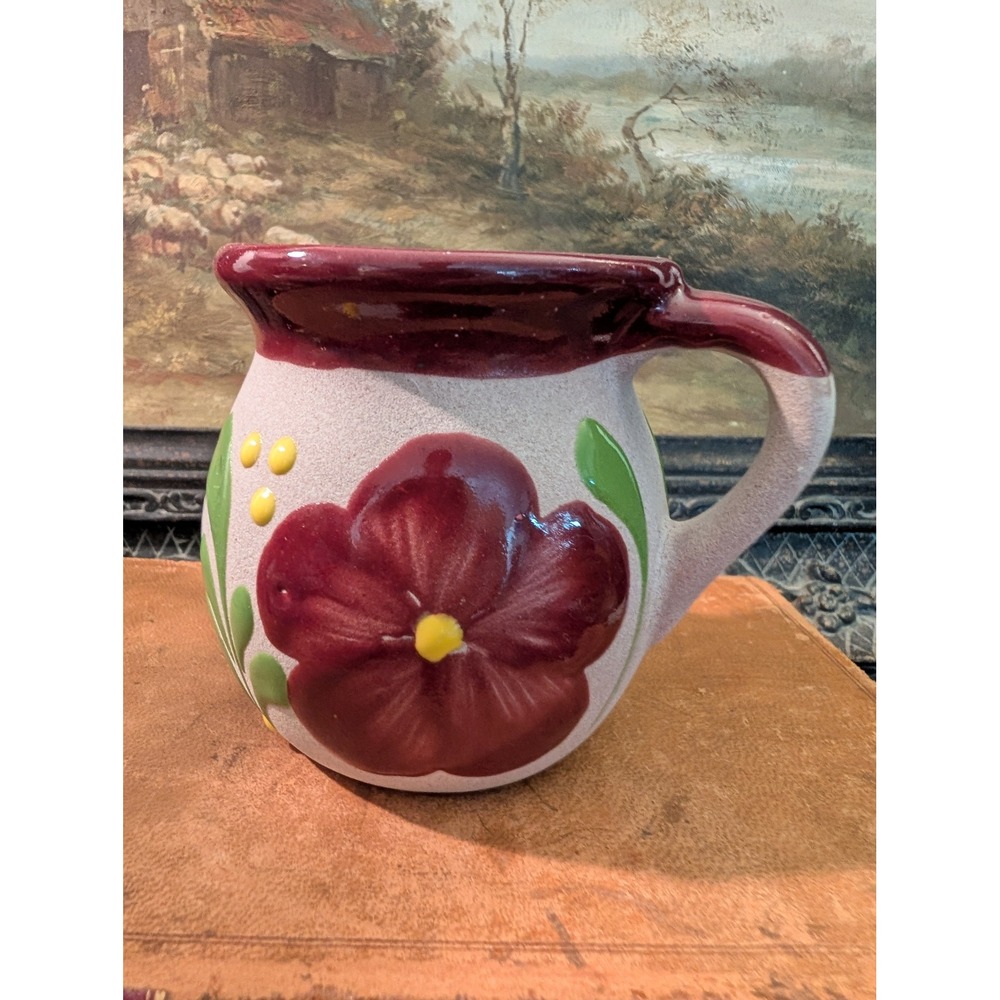 Hand Painted Mexican Floral Ceramic Mug Terracotta Jarron Folk Art Mexico
